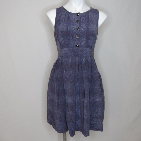 Anthropologie Mise En Scene by Ruffian Purple Silk Flare Dress Women's 4 - Picture 5 of 9